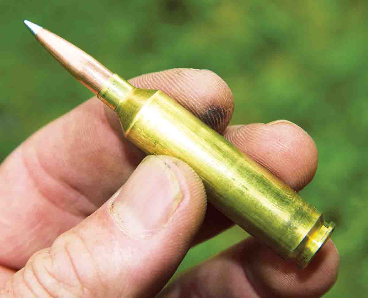 The .22-284 Winchester is overbore. The only way it makes sense is to pair it with heavier .224-inch bullets. It will easily push a 90-grain bullet from 3,200 to 3,300 fps.
